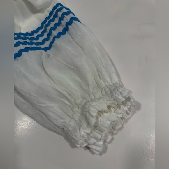 Blue Island White & Blue Rickrack Boho Beach Coverup Dress Size Small - Picture 8 of 16